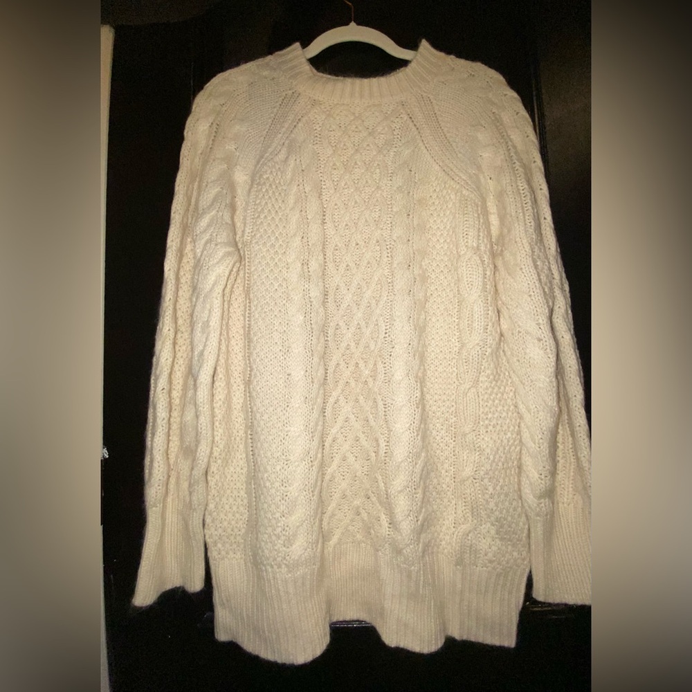 Women’s Cream Cable Knit Sweater Dress (petite)